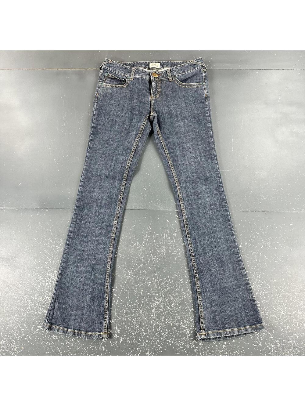 Free People Jeans Womens 32x31 Dark Blue Low Rise Bootcut Slim Stretch Y2K